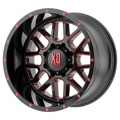 XD Wheels XD820 Grenade, 18x9 with 5 on 5 Bolt Pattern - Black / Milled / Red - XD82089050912NRC
